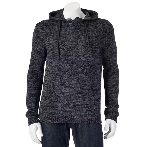 Heathered look Knit Henley Hoodie - Picture 4 of 8